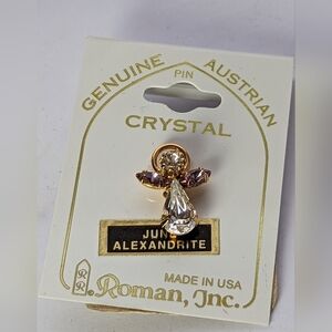 😇Roman Vintage Angel Genuine Austrian Crystal with Alexandrite pink wings